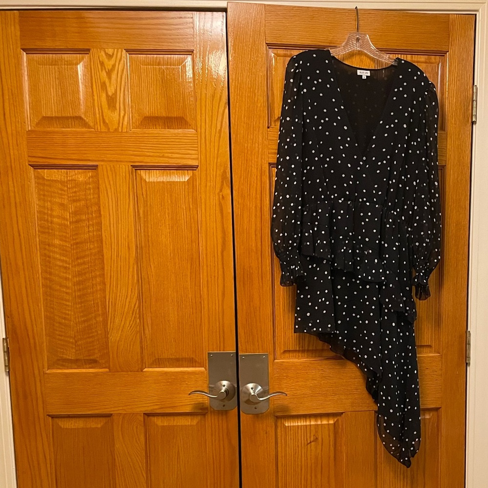 Blue Life Backs Polka Dot Midi Dress Black